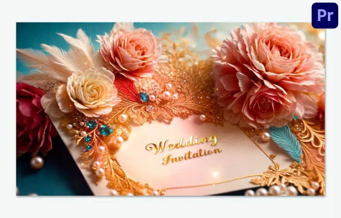 Shiny 3D Feather and Flower Wedding Invitation Card Slideshow